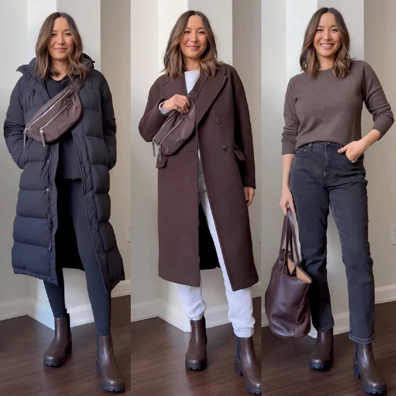 Winter Trio with Chocolate Chelsea Boots