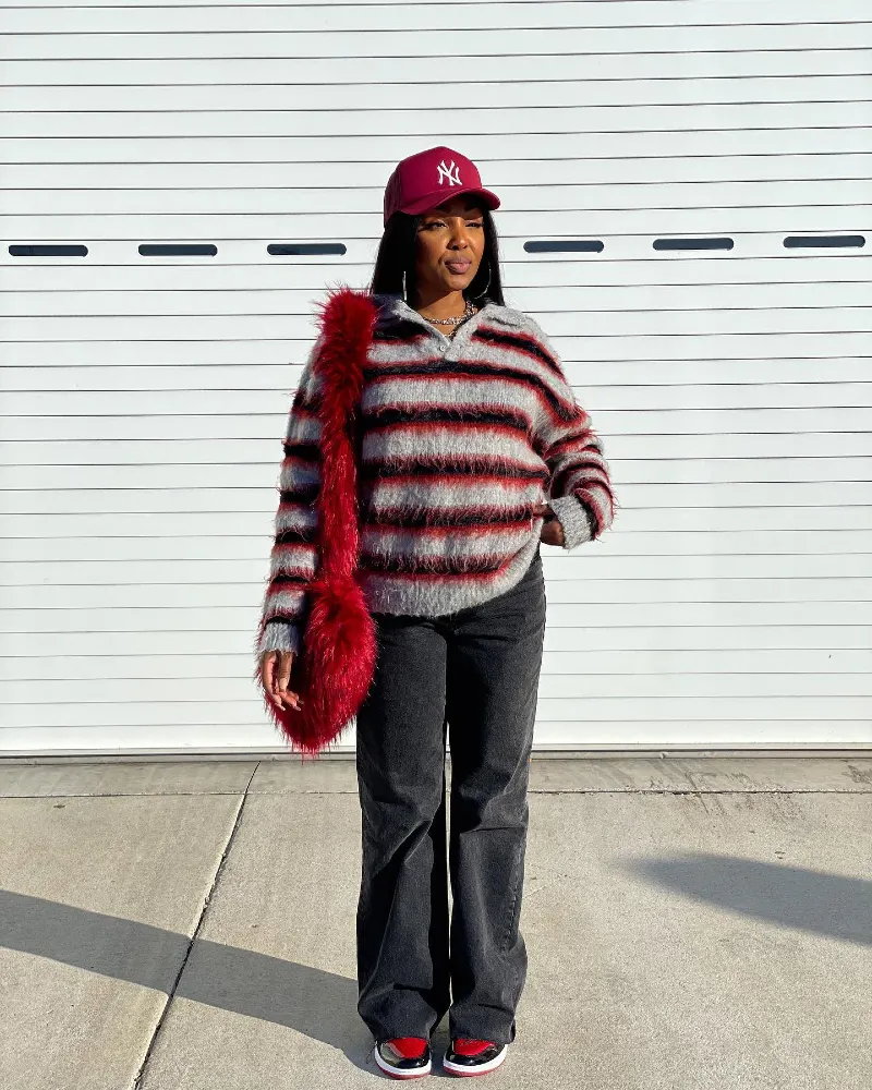 Striped Sweater with Flared Jeans