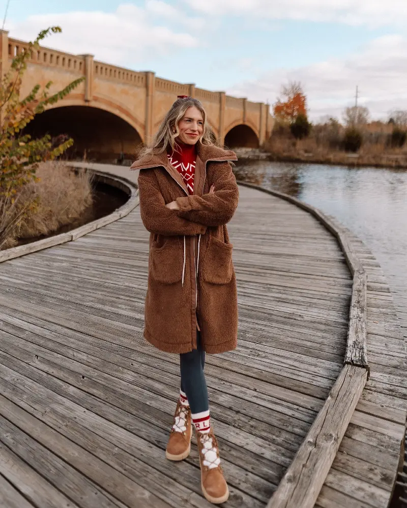 Brown Teddy Coat with Winter Boots