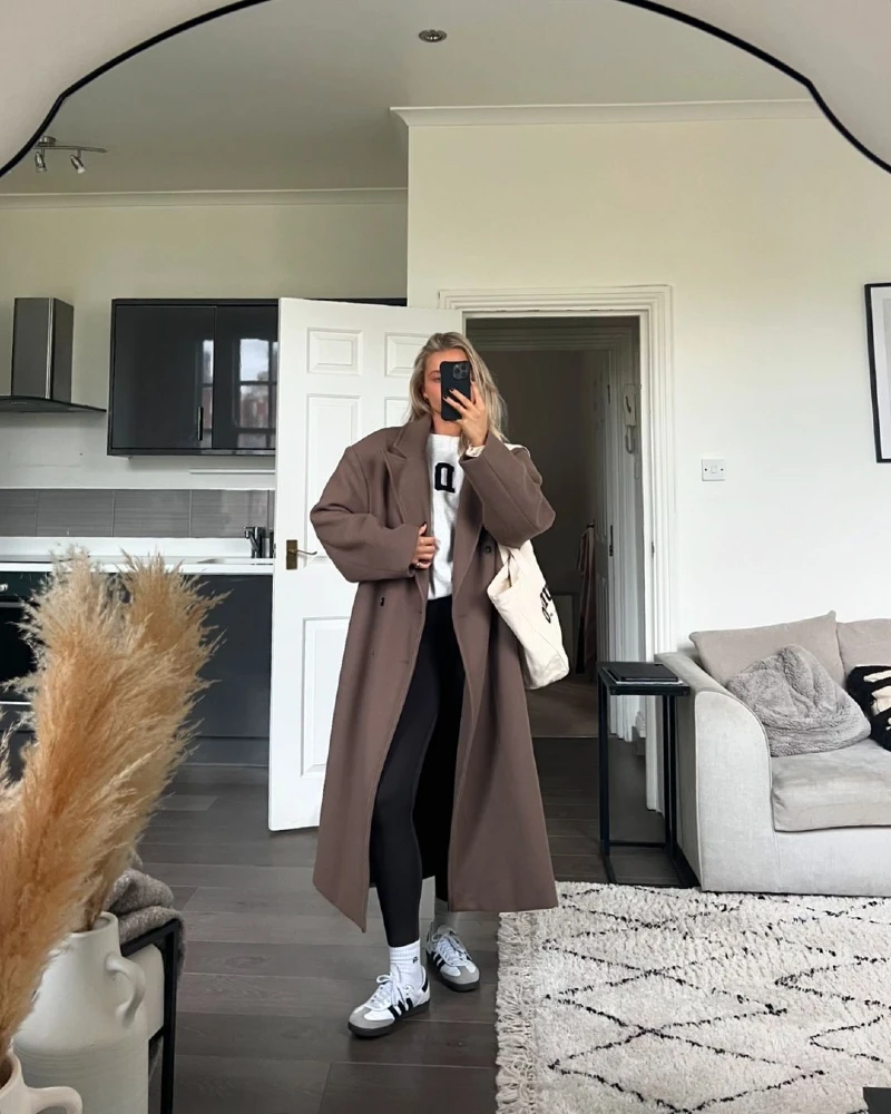 Sporty Chic in Oversized Coat