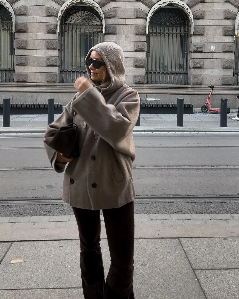 Neutral Hooded Layer Look