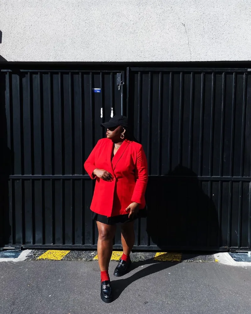 Street Chic Red Blazer Moment