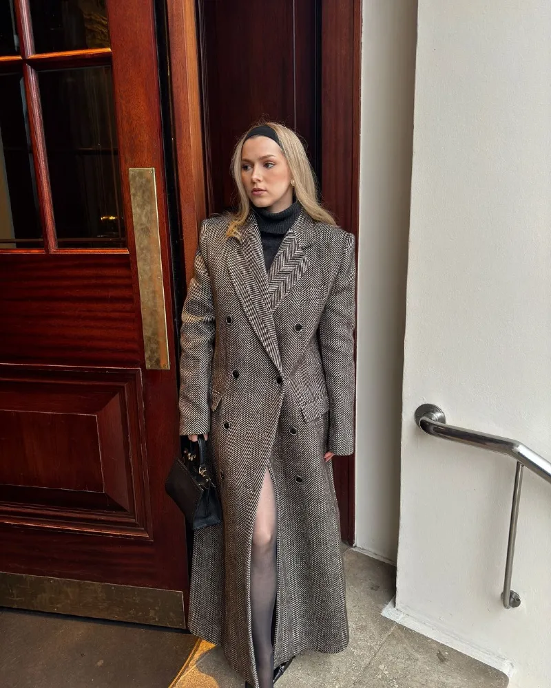 Herringbone Coat with Modern Flair