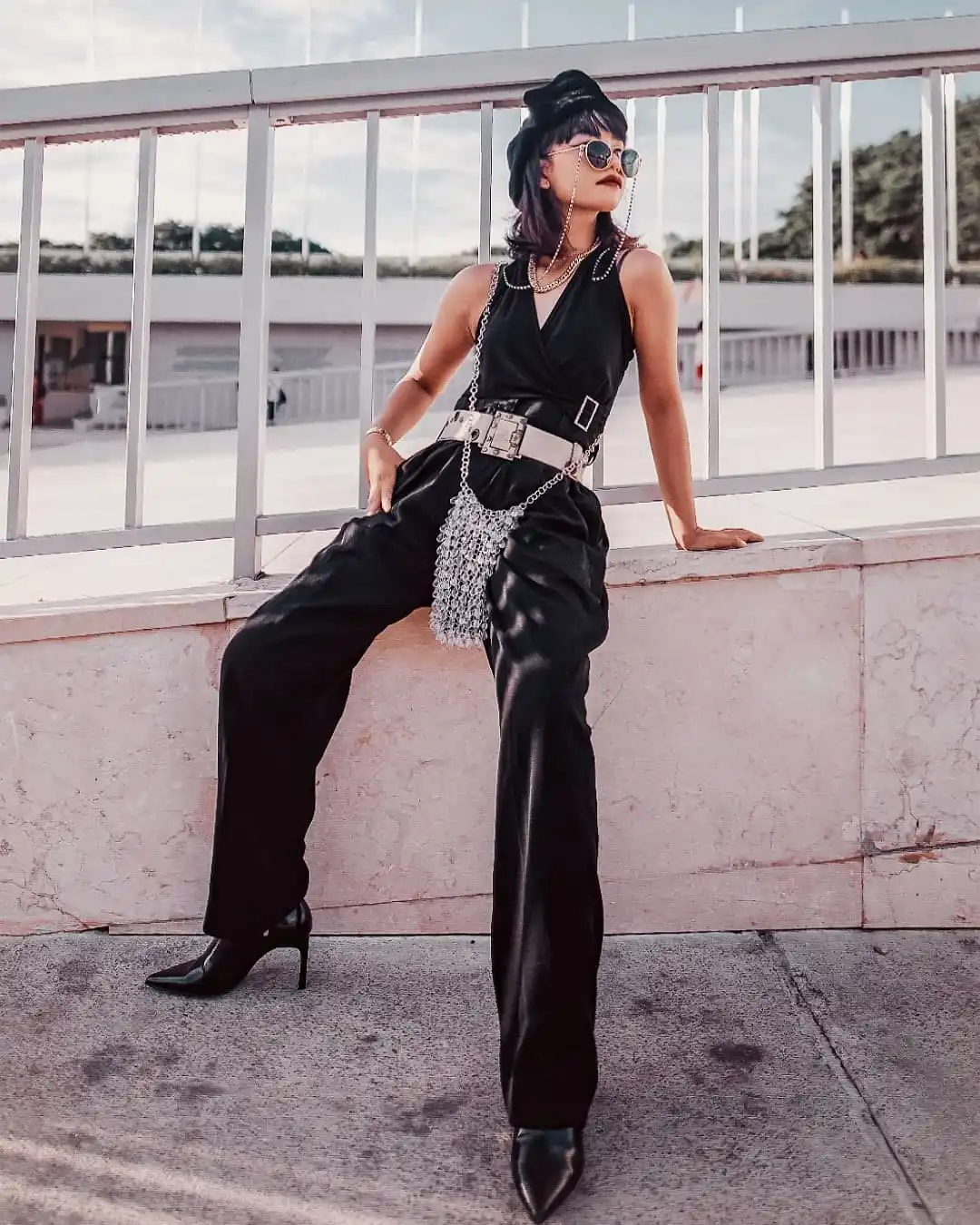 A Striking Black and Silver Jumpsuit