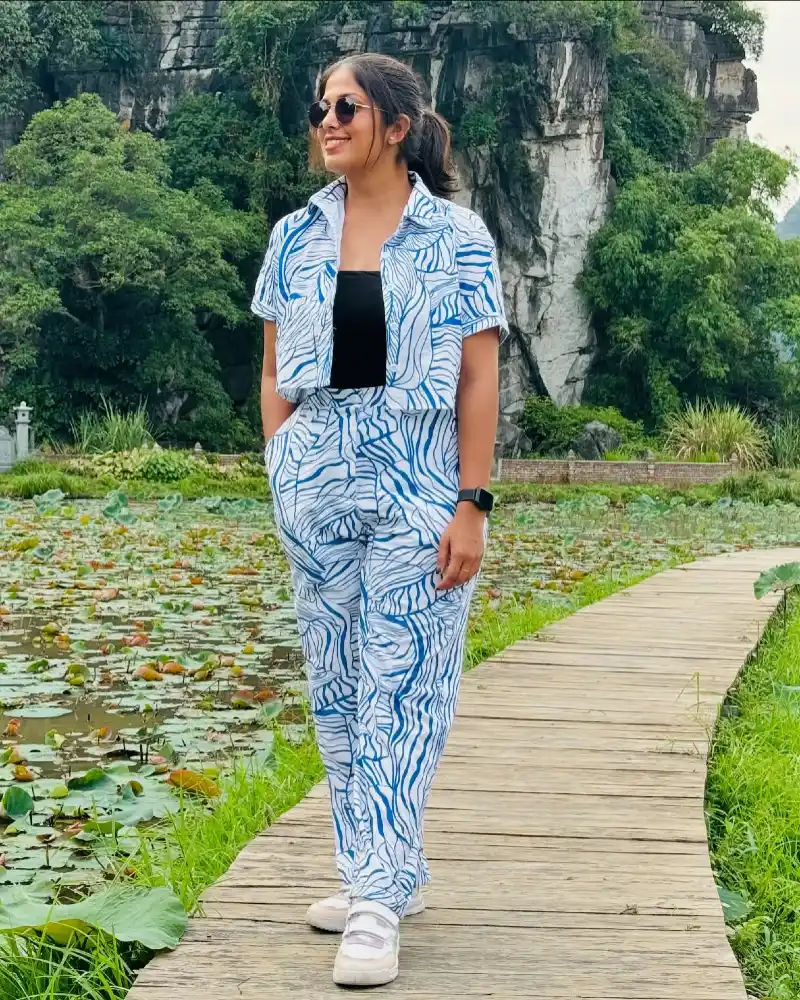 Blue & White Printed Co-Ord Set