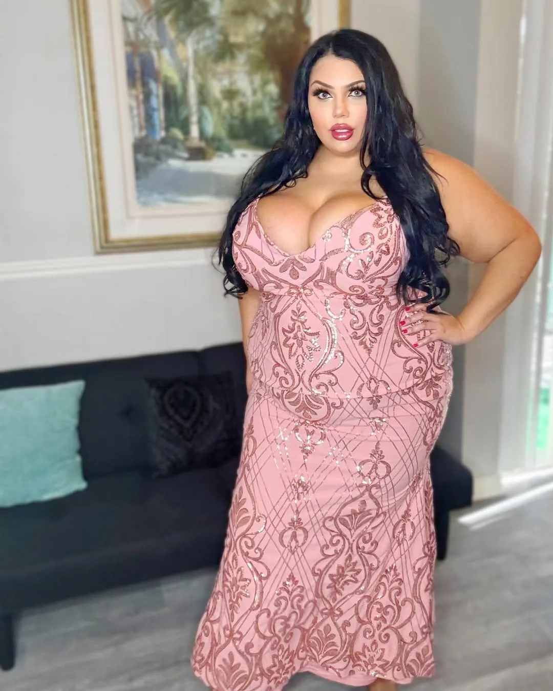 Blush Baroque Sequin Mermaid Gown