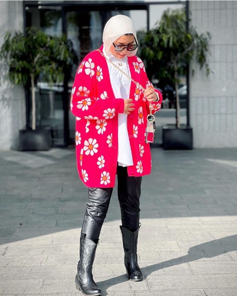 Bold Florals and Sleek Leather for a Winter Statement