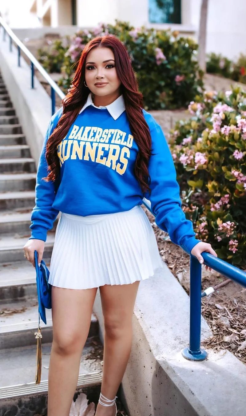 Casual School Spirit Look with Blue Sweatshirt