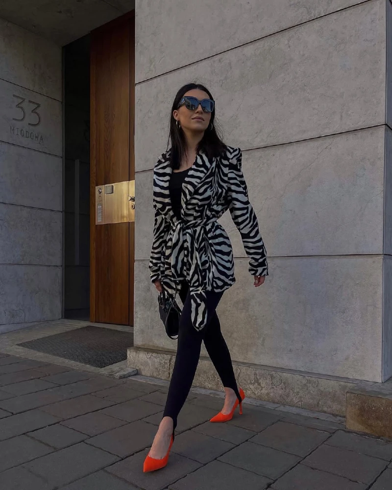 Chic Zebra Print Blazer with Pop of Color