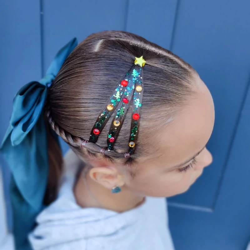 Christmas Tree Ribbon Ponytail