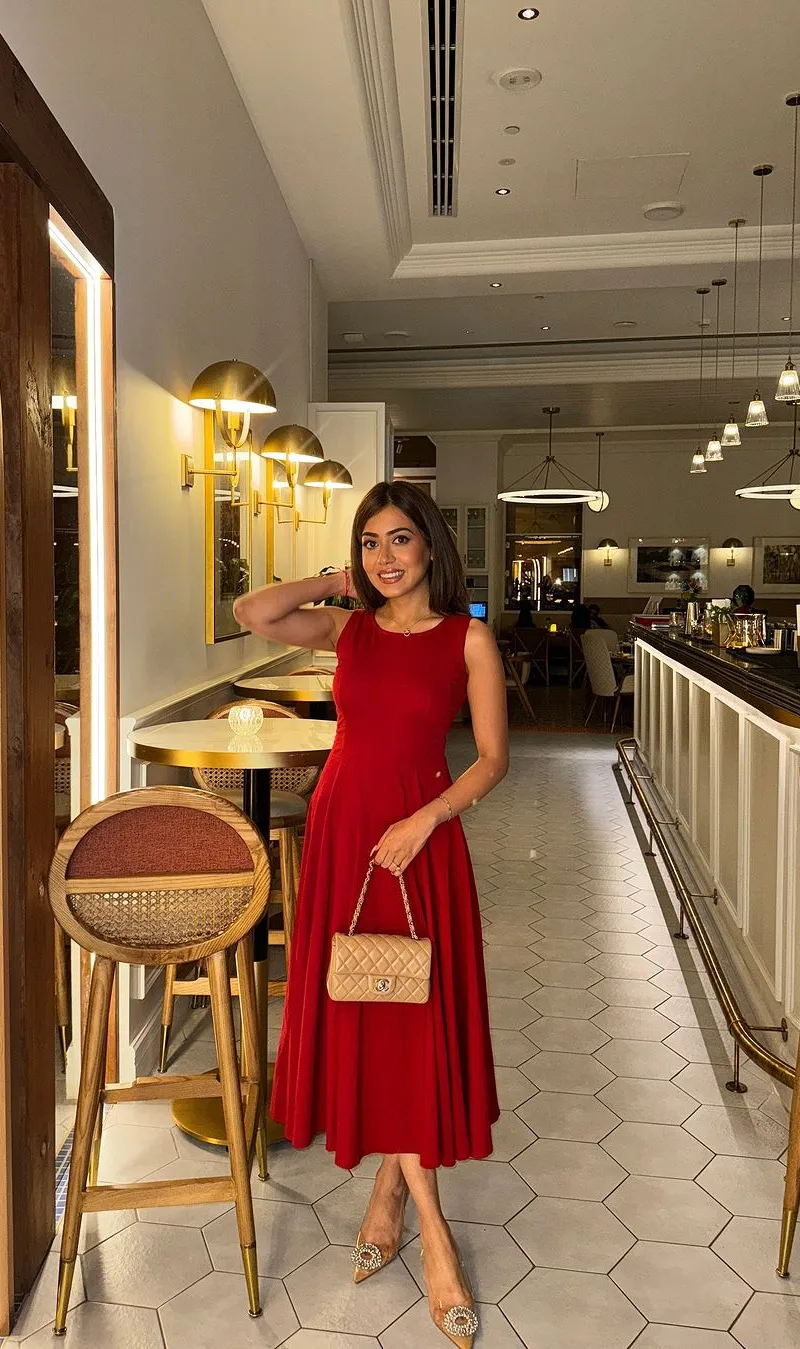 Classic Red Midi Dress