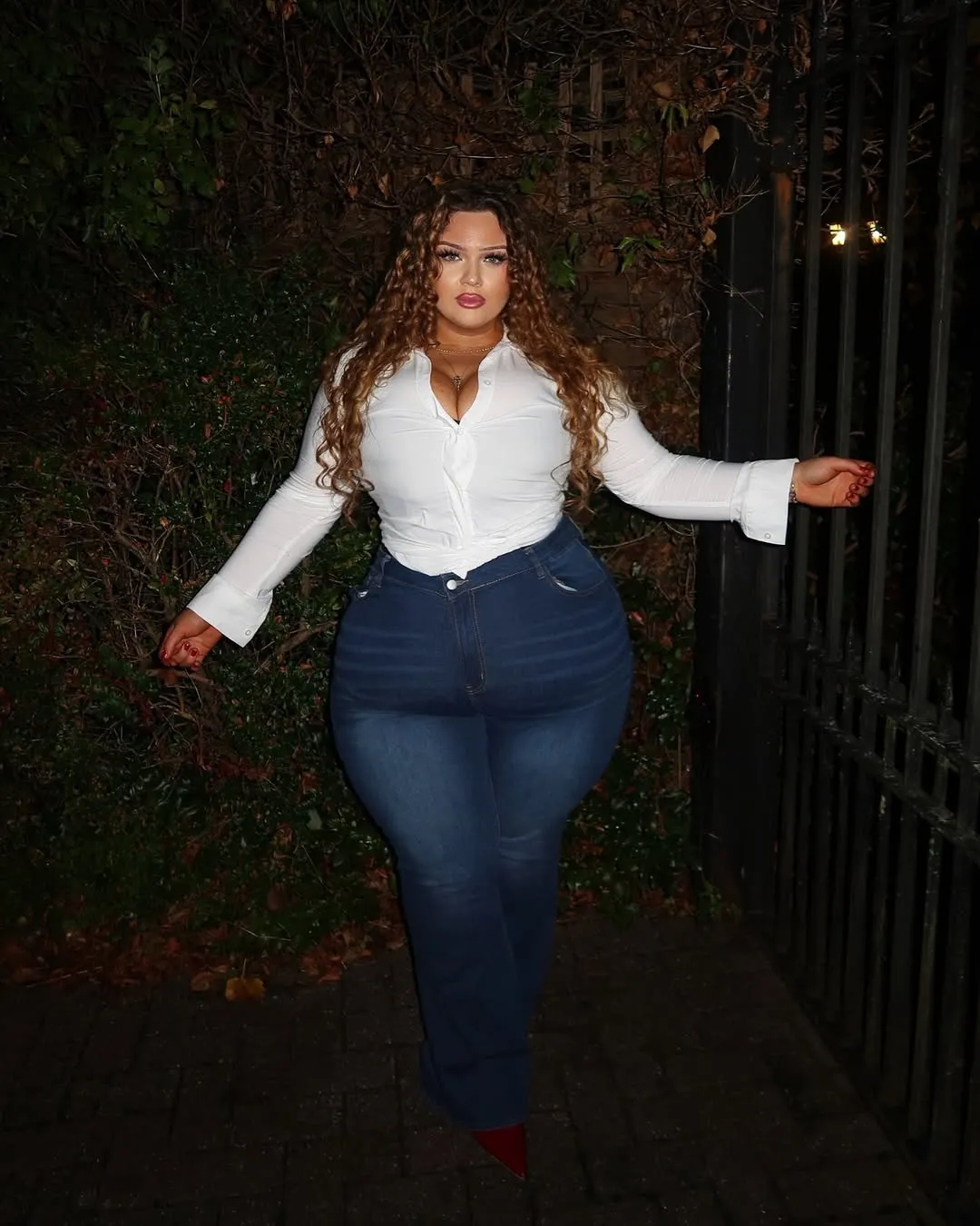 Classic White Button-Down and High-Rise Jeans Set