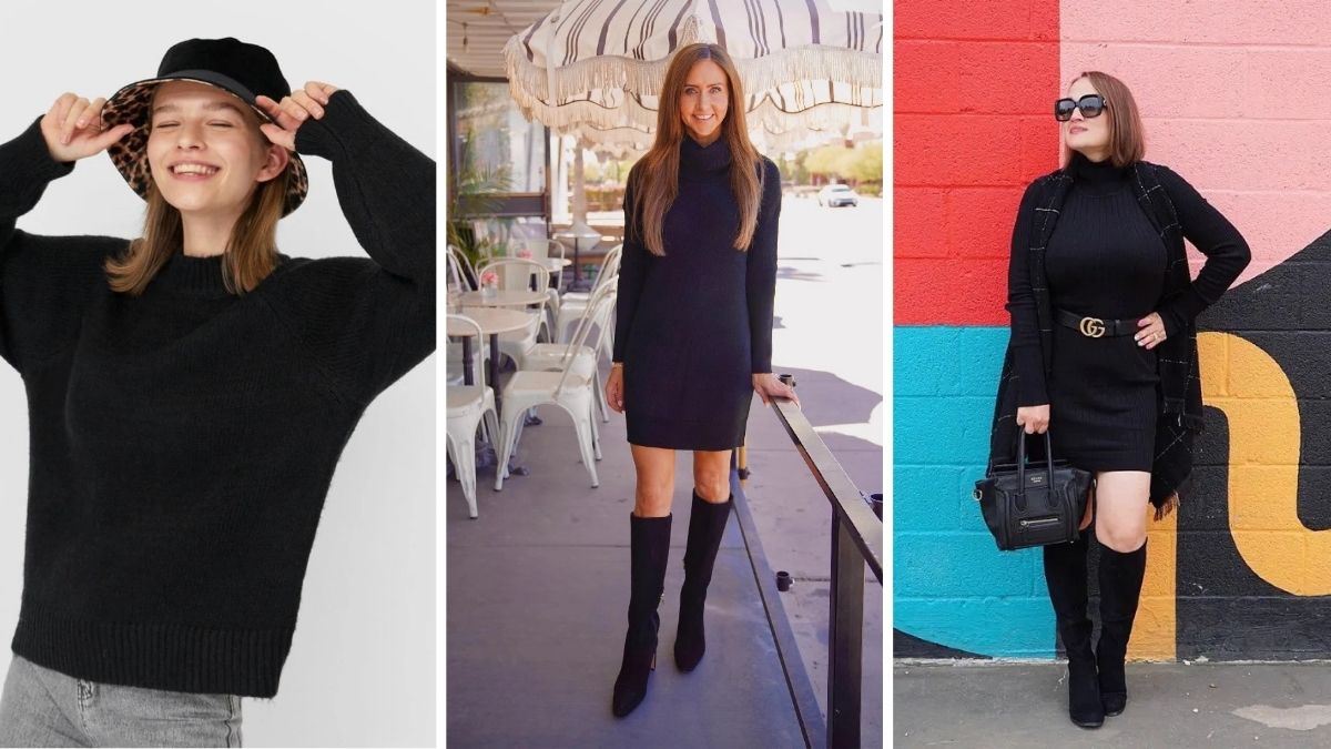 black sweater dress outfit