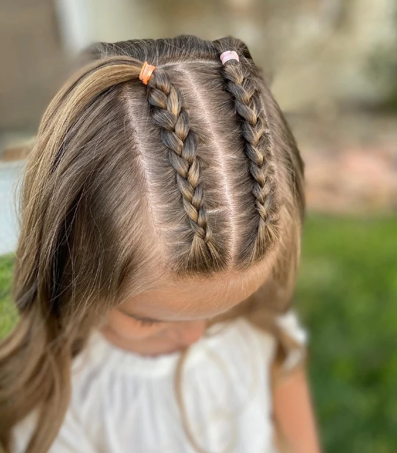 Double Front Braids with Loose Waves