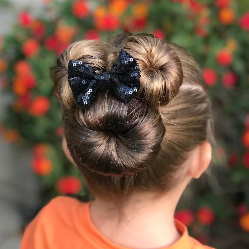 Double Holiday Buns with Sequined Bow