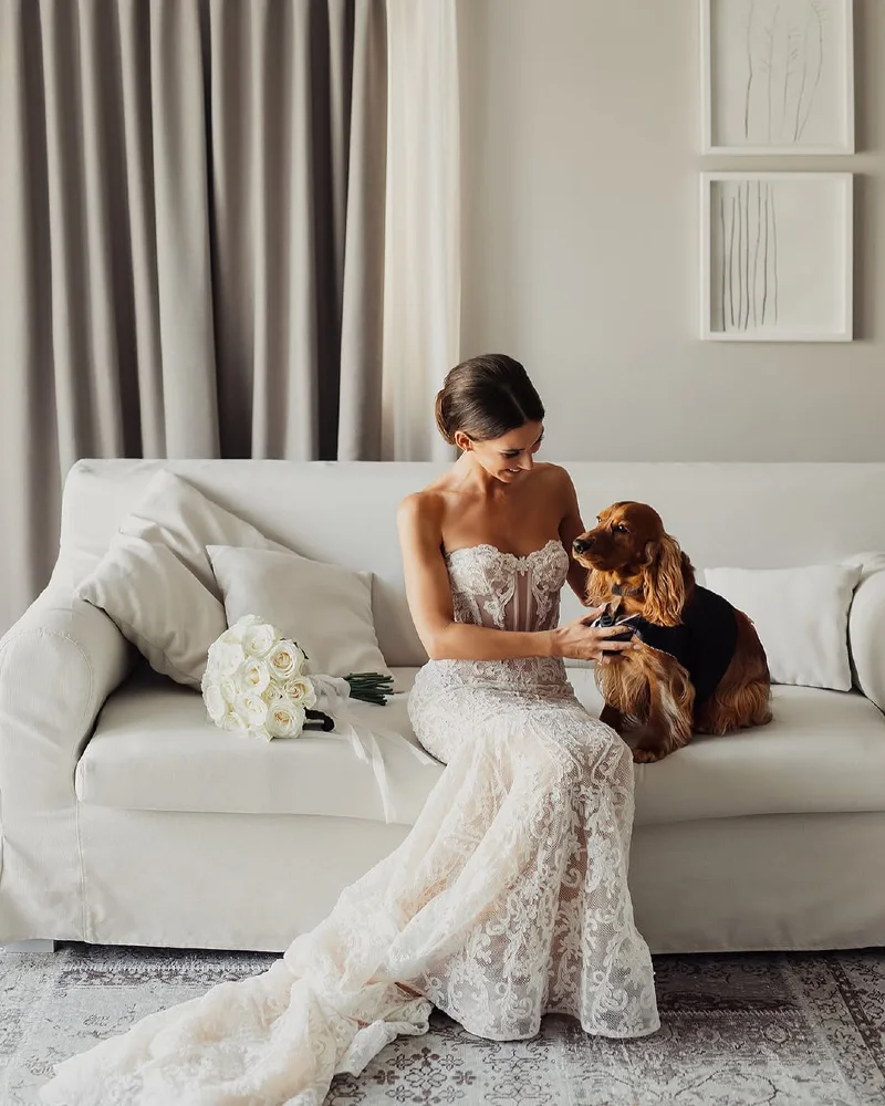 Elegant Lace Bridal Gown with a Modern Touch