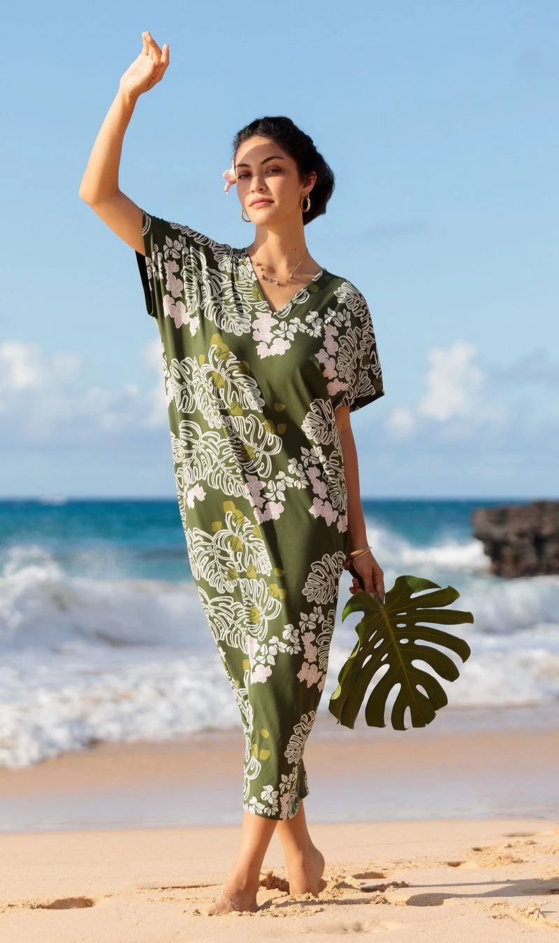 Green Floral Kaftan