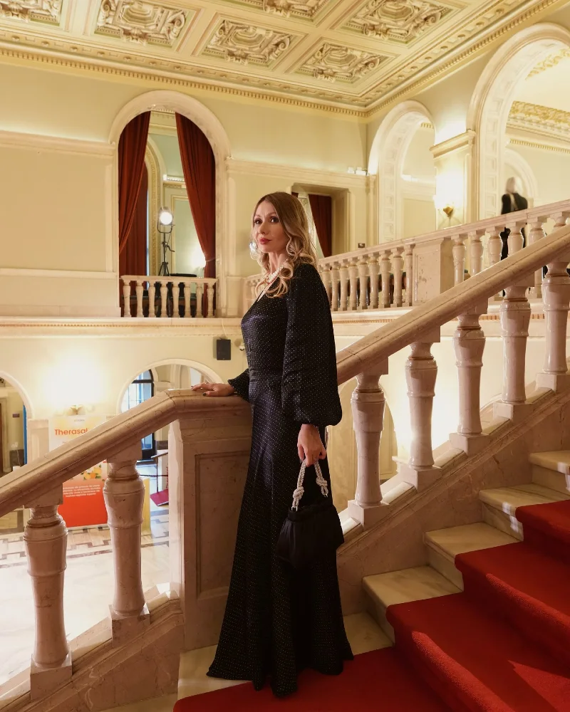 Long-sleeve black gown