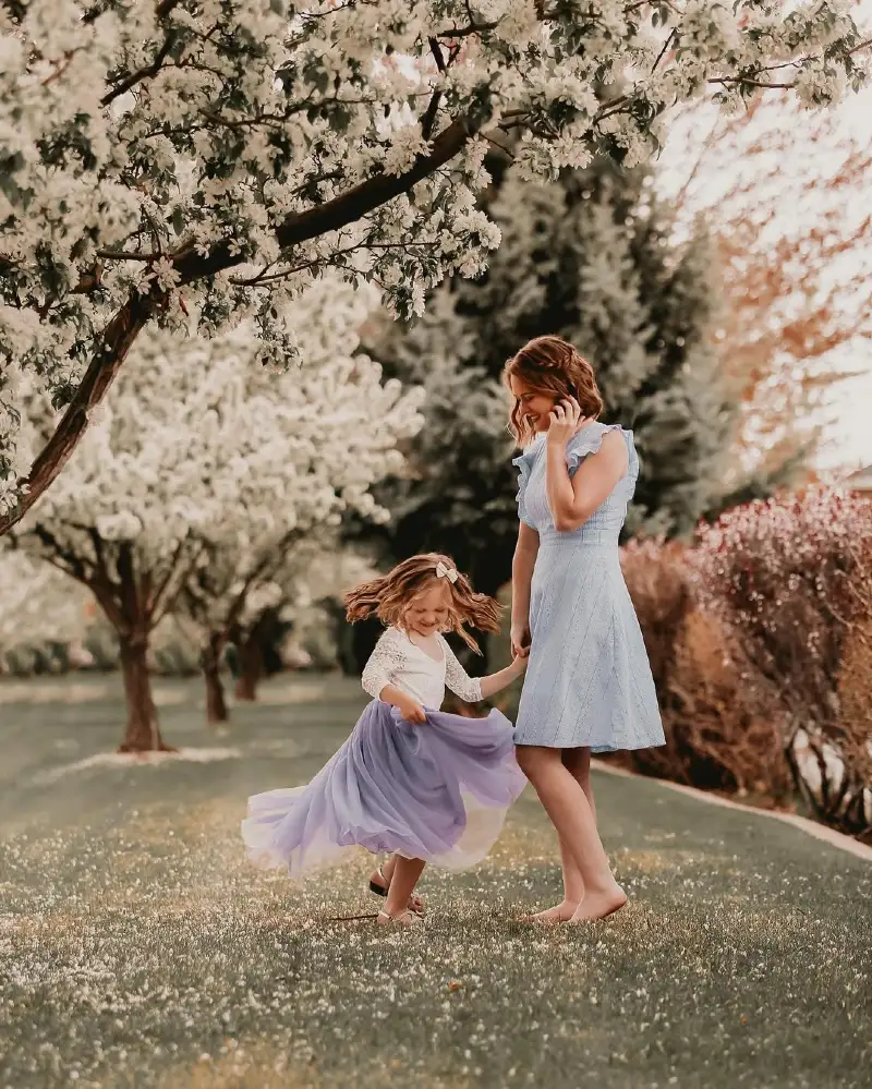 Mother and Daughter in Spring Bliss