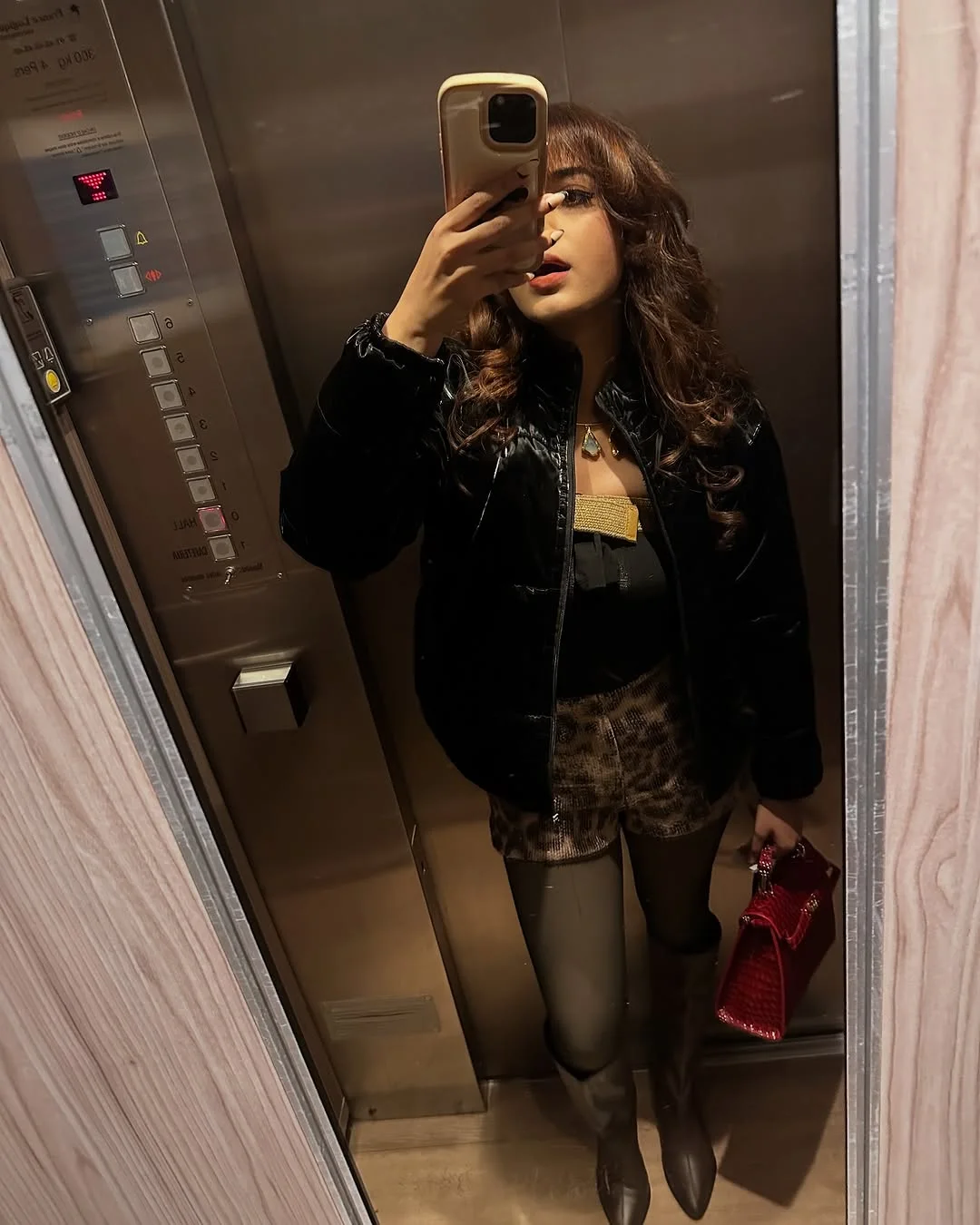 Night Out Leopard Shorts with Patent Jacket