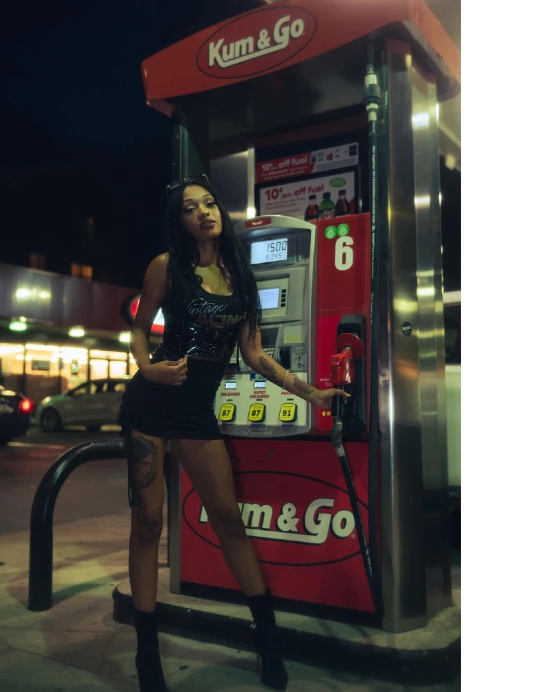 Nighttime Chic at the Gas Pump