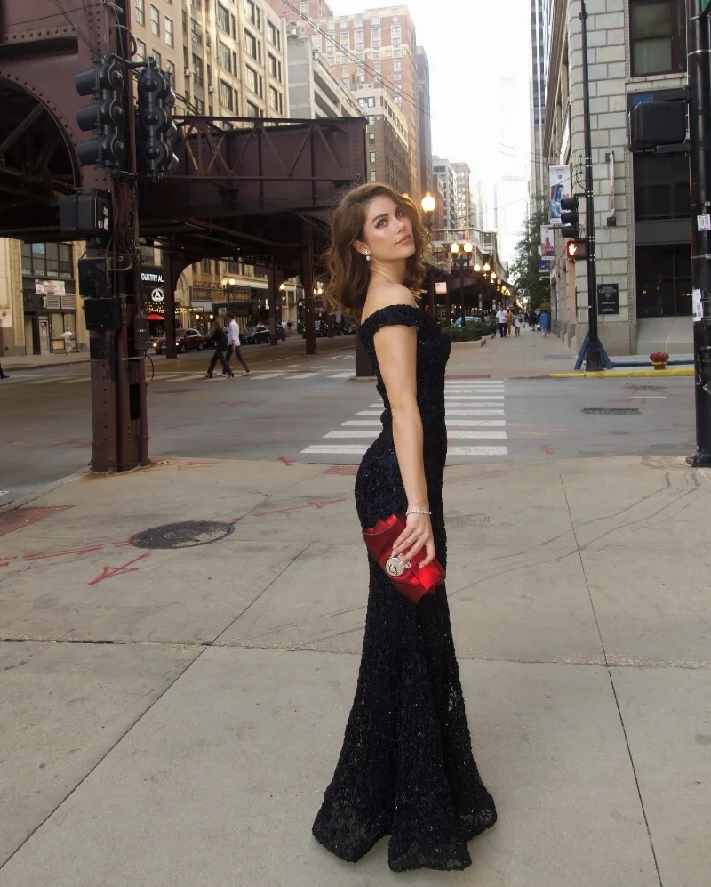 Off-Shoulder Black Gown