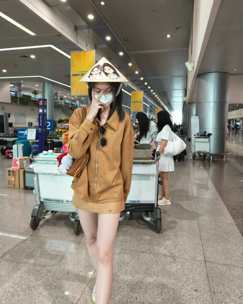 Oversized Tan Jacket & Mini Skirt