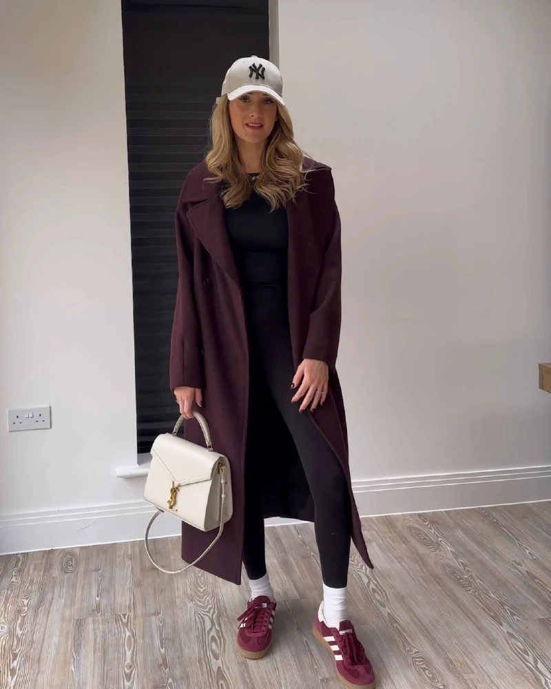 Sporty Elegance with Burgundy and Black