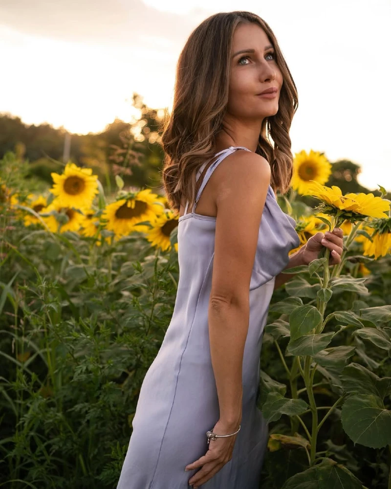 Sunflower Field Graceful Portrait