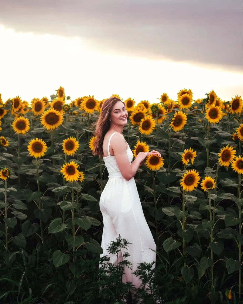 Sunflower Field Joyful Moment