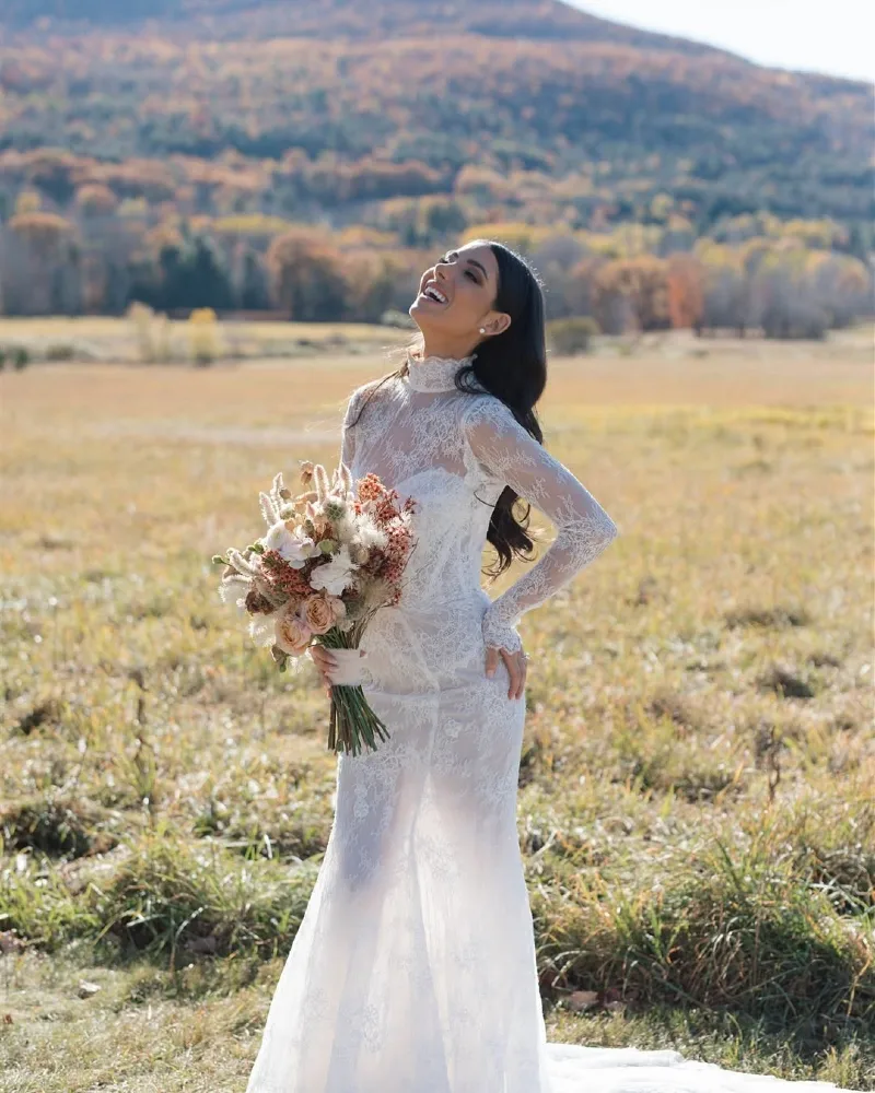 Vintage Lace Wedding Gown for Rustic Outdoor Photoshoot