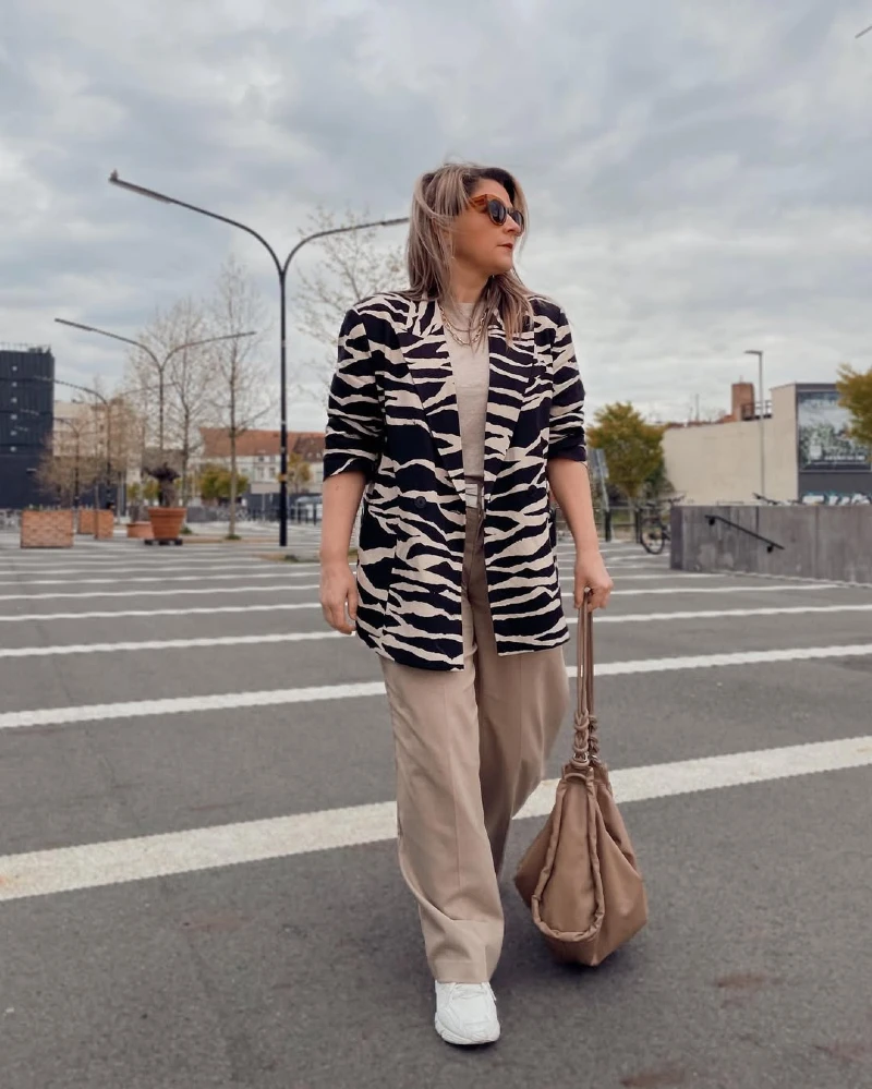 Zebra Blazer with Relaxed Trousers