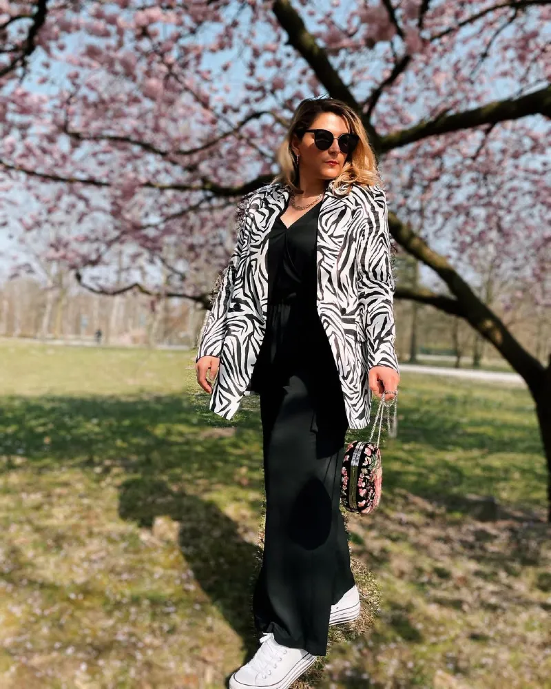 Zebra Blazer with Wide Legged Pants