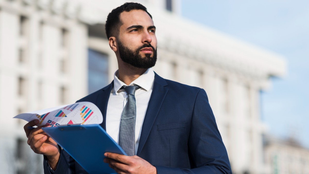 business man with clipboard