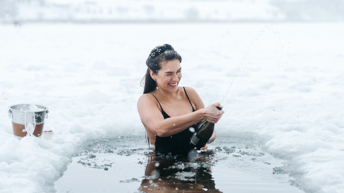 woman standing snow